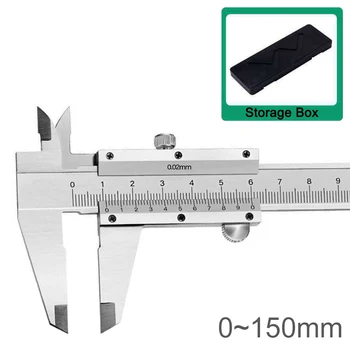 0-150 мм 0,02 мм Штангенциркуль из нержавеющей Стали, Металлические Измерительные инструменты, Измерительная Линейка, Промышленный Инструмент, Ящик для хранения инструментов