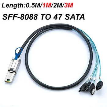 0,5 М/1 М/2 М/3 М Mini SAS 26Pin SFF-8088 Штекер на 4 SATA 7Pin Разъем для жесткого диска Адаптер-Разветвитель Сервер данных Массив хранения ПК Кабель