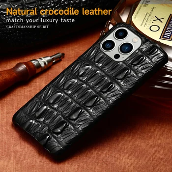 100% Натуральная Крокодиловая Кожа Для iPhone 14 11 12 13 Pro Max Чехлы Для Телефонов 12 Mini X XS XR Противоударная Роскошная Задняя Крышка В Виде Ракушки