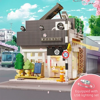 1116 шт., светодиодный летний ресторан в Японском стиле, Кофейня, строительные блоки, Друзья, Магазин Света, Кирпичи, игрушки для детей, подарок