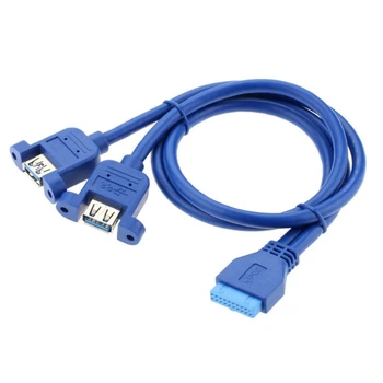 19-контактный разъем для подключения кабеля с двумя разъемами USB 3.0 A Материнская плата 20P USB-2 USB3.0 Кабель-разветвитель с отверстиями для винтов