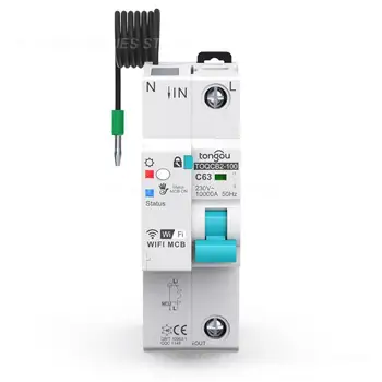 1p Wifi 63a Измерительный переключатель 63a Автоматический выключатель Работает с Alexa Google Home Ifttt Tuya Mcb Таймер выключателя Пульт дистанционного управления