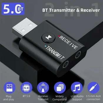 2 In1 USB Беспроводной адаптер Bluetooth 5.0 Передатчик Bluetooth Для компьютера, телевизора, ноутбука, динамика, адаптера гарнитуры, приемника Bluetooth