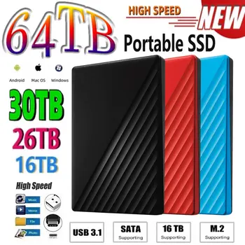 2023 Новый Портативный 1 ТБ 2 ТБ SSD 4 ТБ 16 ТБ Внешний жесткий диск Type-C USB 3,1 Высокоскоростной 8 ТБ Внешний Накопитель Жесткие диски Для Ноутбуков