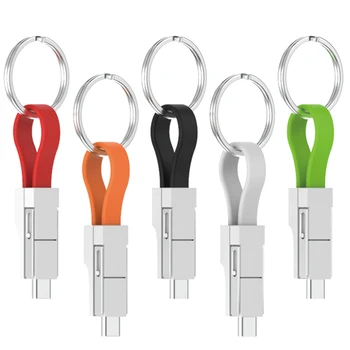 3 в 1, Магнитный брелок для ключей, кабель для зарядки данных Micro USB Type-C Lightning для iPhone, Android, кабель для зарядки данных, Рождественские подарки