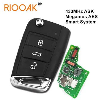 3 Кнопки Smart Remote Флип Автомобильный ключ 433 МГц для VW (MQB) с чипом Megamos AES ID88 Keyless Go/Пульт дистанционного управления без ключа