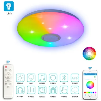 36 Вт Светодиодный Умный Музыкальный Потолочный Светильник RGB Bluetooth Динамик Лампа Для Домашней Вечеринки в Спальне Приложение/Пульт Дистанционного Управления Dimmable Smart Colorful Light