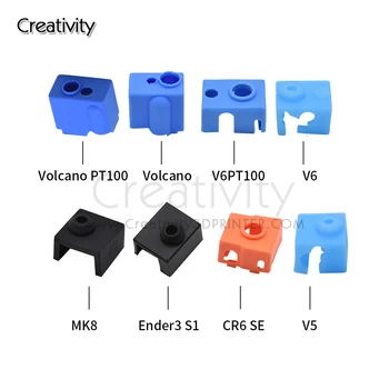 3D принтер MK8/V5/V6/Volcano Силиконовый Чехол для Носка, Защитный Чехол для Нагревательного блока Ender3/CR10/Ender3 S1/CR6 SE Hotend