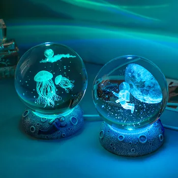 3D хрустальный шар, хрустальный дельфин, лазерная резьба по морской жизни, подарок на день рождения, Звездное небо, Стеклянный шар с подставкой, украшение для дома
