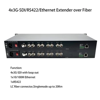 3G-SDI Видео-аудио через волоконно-оптические преобразователи, с данными 1x10/100M Ethernet RS422, несжатое вещание профессионального качества