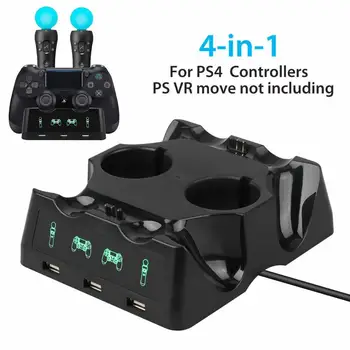 4 в 1 Зарядное устройство для контроллера, док-станция для быстрой зарядки, подставка для PS4/MOVE/PS4 VR
