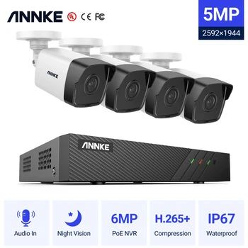 ANNKE 8CH FHD 5MP POE Сетевая Система видеонаблюдения H.265 + 6MP NVR С 5-Мегапиксельными Камерами видеонаблюдения Аудиозапись CCTV Ip-камера
