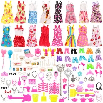 BARWA/ 15 шт. модных платьев + 108 аксессуаров для игрушек-кукол + воздушные шары, ноутбуки, подарок для детей от 3 до 8 лет
