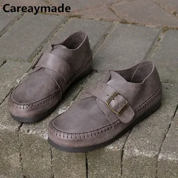 Careaymade-Женская обувь из натуральной кожи, новая повседневная обувь с круглым носком, мягкой подошвой и мягким верхом, литературная обувь в стиле ретро, тонкие туфли