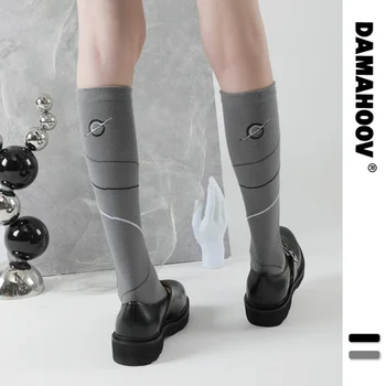 DAMAHOOV, частота черных дыр, весенне-осенняя мода, индивидуальный дизайн, чистый хлопок, простые гольфы до колена