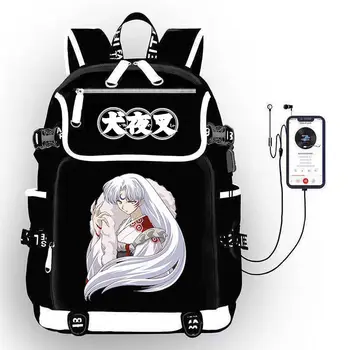Inuyasha Sit Boy Аниме USB порт рюкзак сумка Детская школьная книга Студенты Открытый плечевой рюкзак для ноутбука Mochila
