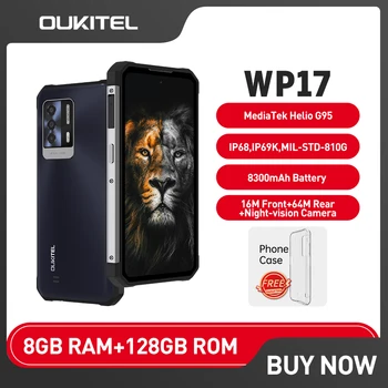 Oukitel WP17 8 ГБ + 128 ГБ Глобальная версия Прочный Смартфон 6,78 “FHD + Android 11 Мобильный телефон 8300 мАч 64 Мп + 16 Мп NFC Сотовый телефон