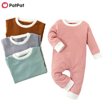 PatPat 2020 Новый весенне-осенний однотонный комбинезон для малышей, боди, одежда