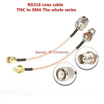 RG316 Коаксиальный кабель SMA-TNC Штекер-Розетка Правый Угловой Разъем TNC-SMA Обжим для Удлинителя С Низкими Потерями Быстрая доставка Латунь