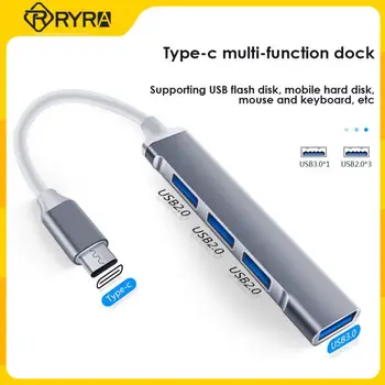 RYRA 4 Порта USB 3,0 2,0 Концентратор USB-Концентратор Высокоскоростной Тип C Разветвитель 5 Гбит/с Аксессуары Многопортовый концентратор 4 порта USB 3,0 для ПК Компьютер