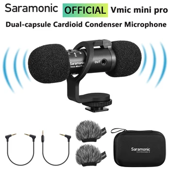 Saramonic Vmic mini Pro Двухкапсульный Кардиоидный Дробовик с Микрофоном для Цифровых Зеркальных камер iPhone Android, Смартфонов, Видеоблог в прямом эфире