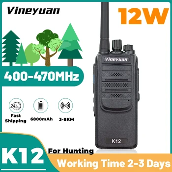 Top Band Vineyarduan K12 Высокой Мощности 12 Вт 6800 мАч Дальнобойная Рация UHF 400-470 МГц Двухстороннее радио Ручной FM Для Охоты
