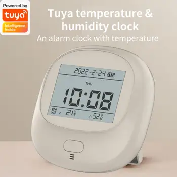 Tuya Smart Интеллектуальный беспроводной Bluetooth Мини-датчик температуры и влажности, будильник с подсветкой, дистанционный мониторинг Smart Life