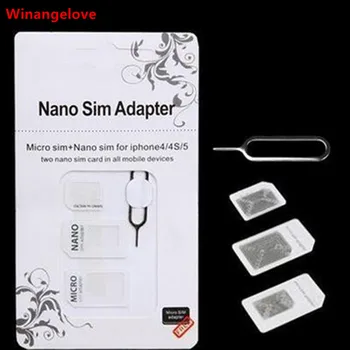 Winangelove 1000set 4 в 1 Адаптер для нано-sim-карты + Адаптер для микро-Sim-карты + Адаптер для sim-карты + штырь для извлечения для Iphone 5 6 7