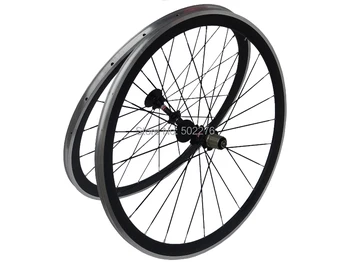 WS-CW023: Карбоновая глянцевая колесная пара для шоссейного велосипеда 3k, 38 мм, 700C, обод колеса велосипеда с тормозной поверхностью из сплава