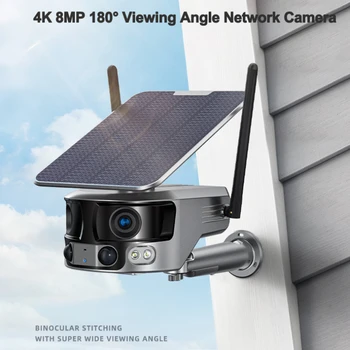 Y6 Беспроводная Солнечная Камера Безопасности Камера Видеонаблюдения 4K 8MP 4G/WIFI Neteork Камера С Двумя Объективами Батарея 18000mAh 6W Солнечная панель
