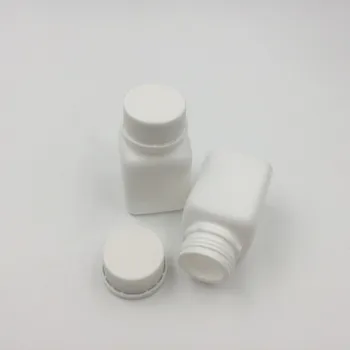 Бесплатная доставка 24 шт. пустые 30 куб. см 30 мл белого полиэтилена высокой плотности квадратной формы пластиковые бутылки для витаминных таблеток с защитой от вскрытия крышек для медицины