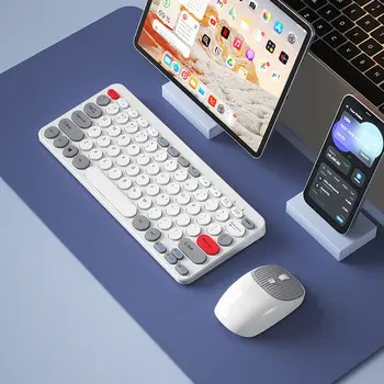 Беспроводной набор клавиатуры и мыши Bluetooth 2.4G с 79 клавишами для ноутбука, Настольного компьютера, планшета Android Pad, Перезаряжаемый Универсальный
