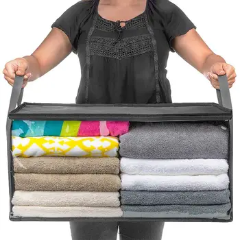 Большая вместительная складывающаяся под кровать стеганое одеяло, сумка для хранения домашней одежды, прочный пылезащитный органайзер на молнии с ручкой