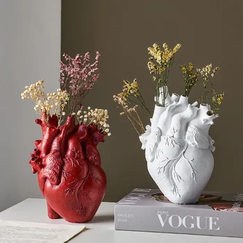 Ваза в виде сердца, сухой горшок, художественная ваза, ваза со статуей человека, контейнер с имитацией анатомии, Ваза в виде сердца, декоративная подарочная ваза, подарок на День Святого Валентина