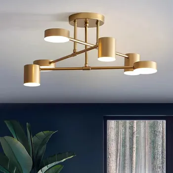 Винтажный потолочный светильник LED, черный/белый/золотой, роскошный металлический светильник художественного дизайна для гостиной/столовой/спальни, салонные светильники для дома