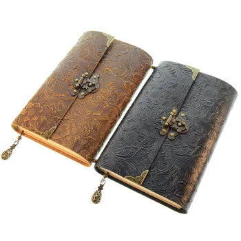Дневник с замком, блокнот для рисования, записная книжка из натуральной кожи в винтажном стиле, дорожные дневники TPN055