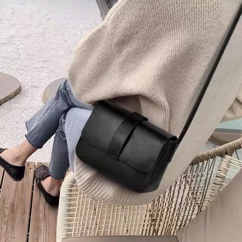 Женская модная кожаная сумка через плечо, Элегантная однотонная сумка-мессенджер, женская сумка через плечо