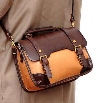 Женская Модная сумка-мессенджер, Винтажные сумки для девочек, сумки через плечо большой емкости, Высококачественная натуральная кожа, Уличный стиль для путешествий