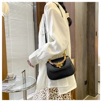 Женская сумка-седло из бамбука от лучшего бренда, высококачественные сумки через плечо, модные кошельки и сумки, Дизайнерская сумка через плечо, симпатичная сумка-ранец