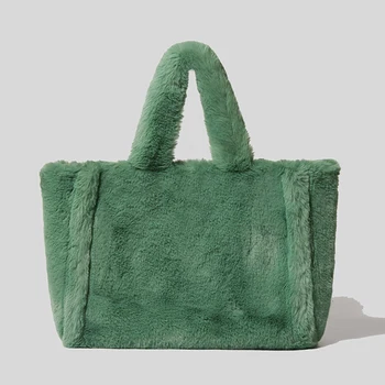 Зимняя сумка, дизайнерские женские плюшевые сумки через плечо, Мягкая меховая сумка-Хобо, Женские сумки-тоут Большой емкости из искусственного меха