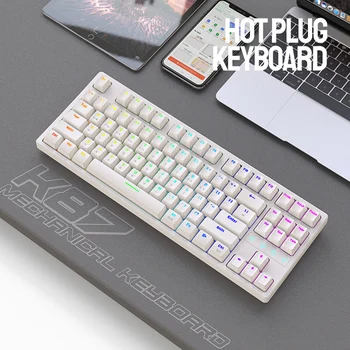 Игровая клавиатура K87, 87 клавиш, светящаяся клавиатура, Bluetooth-совместимая RGB подсветка, корейский язык, 3 режима для настольного ноутбука