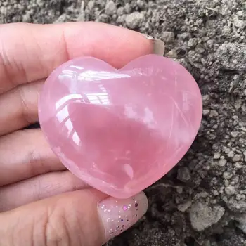 камни и кристаллы, розовый кварц, камень в виде сердца, целебные украшения, камни 40-50 мм, 2 шт.
