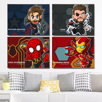 Картины на холсте Disney, супергерой Marvel, Мстители, Человек-паук, Плакаты и принты, настенные художественные картины для украшения дома для мальчика