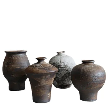 Керамическая ваза в китайском стиле, украшение гостиной, белый горшок в стиле ваби-саби, креативная керамическая ваза