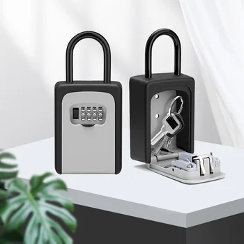 Коробка с замком для ключей, Настенный сейф для ключей из алюминиевого сплава, Всепогодный, 4-значный Кодовый замок для хранения ключей, Коробка для хранения внутри и снаружи