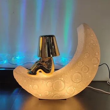 Лунная настольная лампа креативная прикроватная лампа для спальни в общежитии, домашняя гостиная знаменитостей, кабинет, светодиодная атмосфера зарядки