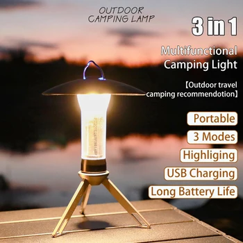 Магнитный перезаряжаемый фонарь для кемпинга -портативный светодиодный фонарик с 3 режимами освещения для кемпинга и пеших прогулок