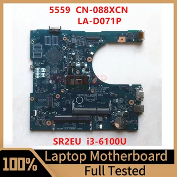Материнская плата CN-088XCN 088XCN 88XCN Для ноутбука DELL 5559 Материнская плата LA-D071P с процессором SR2EU I3-6100U 100% Полностью Протестирована, работает хорошо
