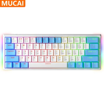 Механическая клавиатура MUCAI MK61, Портативная 61 Клавиша, RGB Светодиодная подсветка, USB, Проводные Офисные/игровые клавиатуры для Mac, Android, Windows