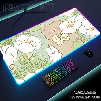 Милый RGB Игровой коврик для мыши, настольный коврик, светодиодный коврик для клавиатуры, Геймерский коврик для мыши, XXL Коврик для мыши, Светящийся коврик для мыши, Дизайнерские коврики для мыши